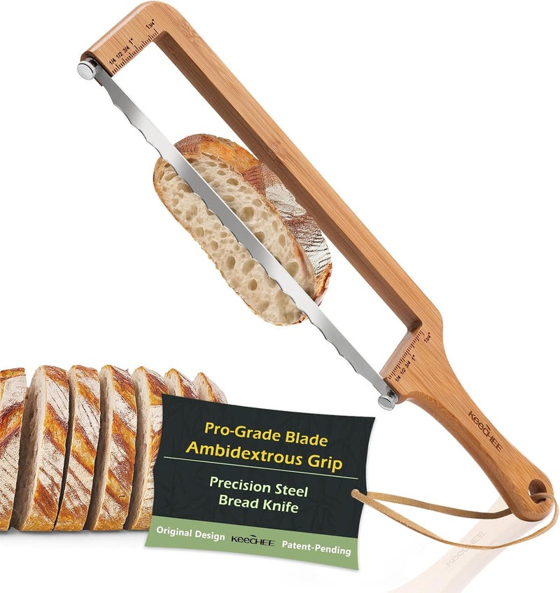 keechee Sourdough Bread Knife – Extra Large Bread Slicer for Homemade Bread with Thickness Guide & Stainless Steel Blade, Even Slice Cutter for Baguettes, Bagels, Gift for Bread Lovers (Standard) - Image 1